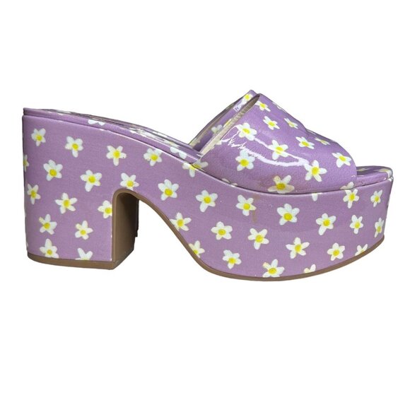 Larroude Womens Floral Miso Platform Slide Sandal Lavender 7 Coquette Cottage - Picture 2 of 16